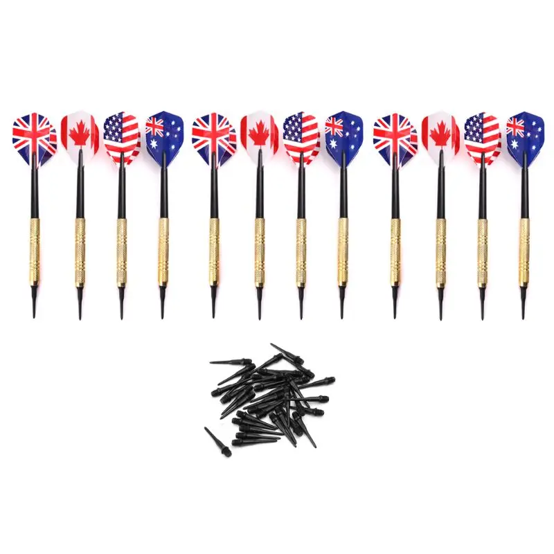 플라이트, 구리 샤프트 및 플라스틱이 포함된 소프트 팁 다트 세트 12개 팩 36..