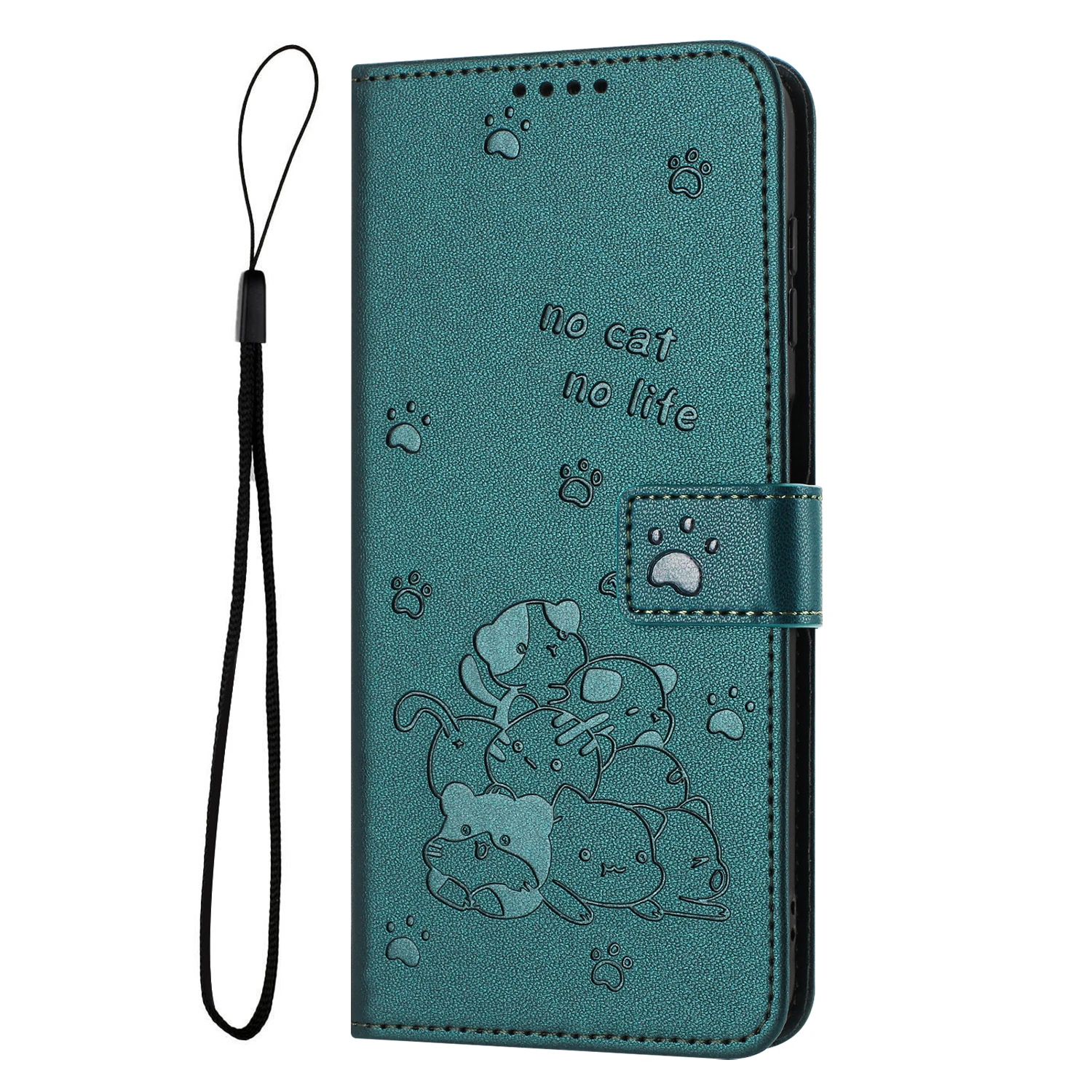 Elegant Leather Cat Design Phone Wallet Case Cover