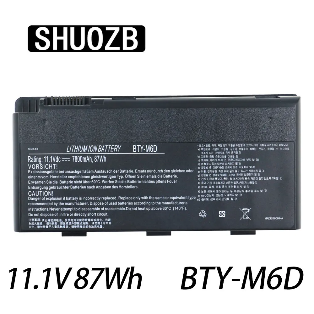 

SHUOZB BTY-M6D Laptop Battery for MSI GT60 GT70 GX780R GX680 GX780 GT780R GT683 GT760R GX660 GT680R GT780 11.1V 87Wh 7800mAh
