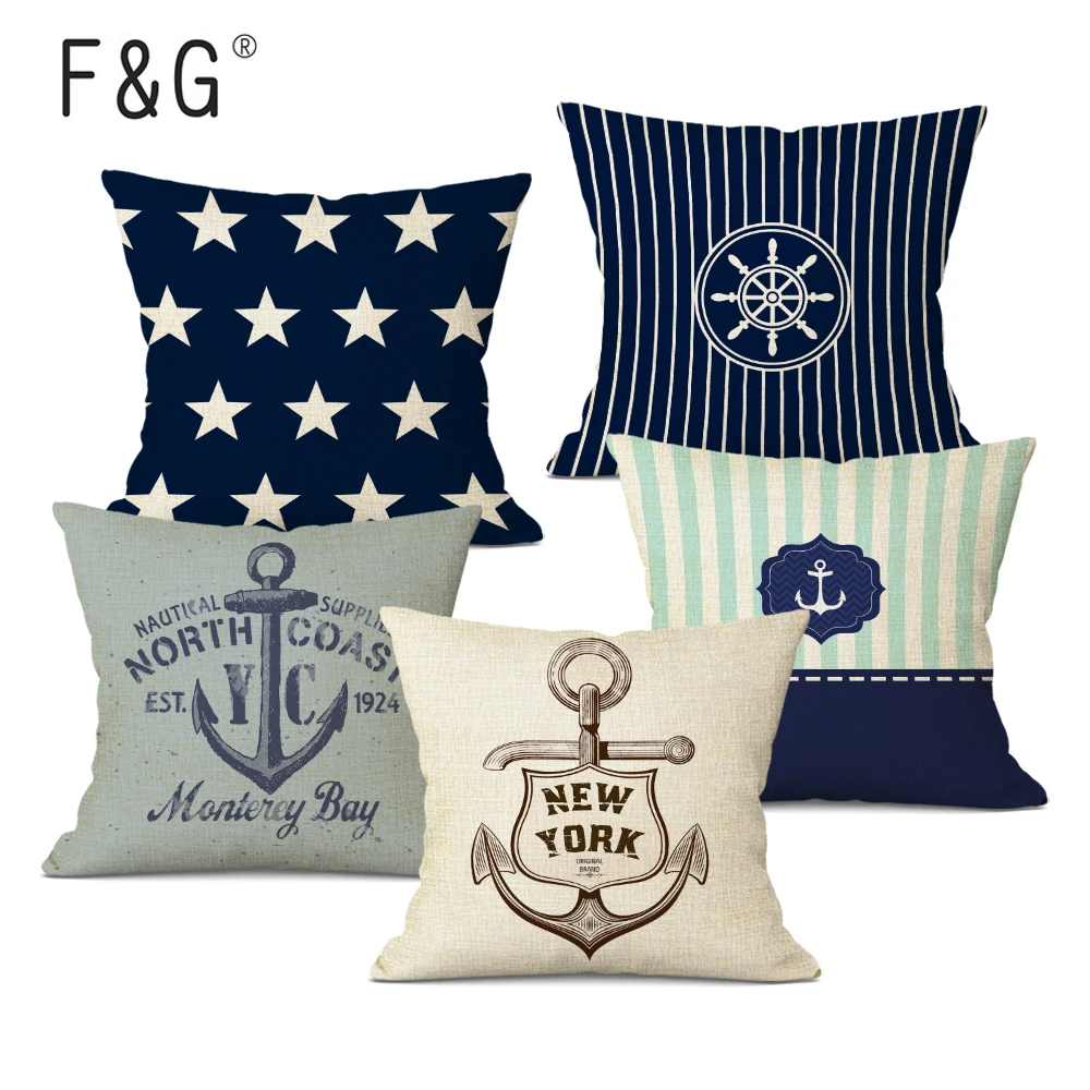 Nautical Anchor Throw Pillows Sea Style Throw Pillowcase Sofa Home Car