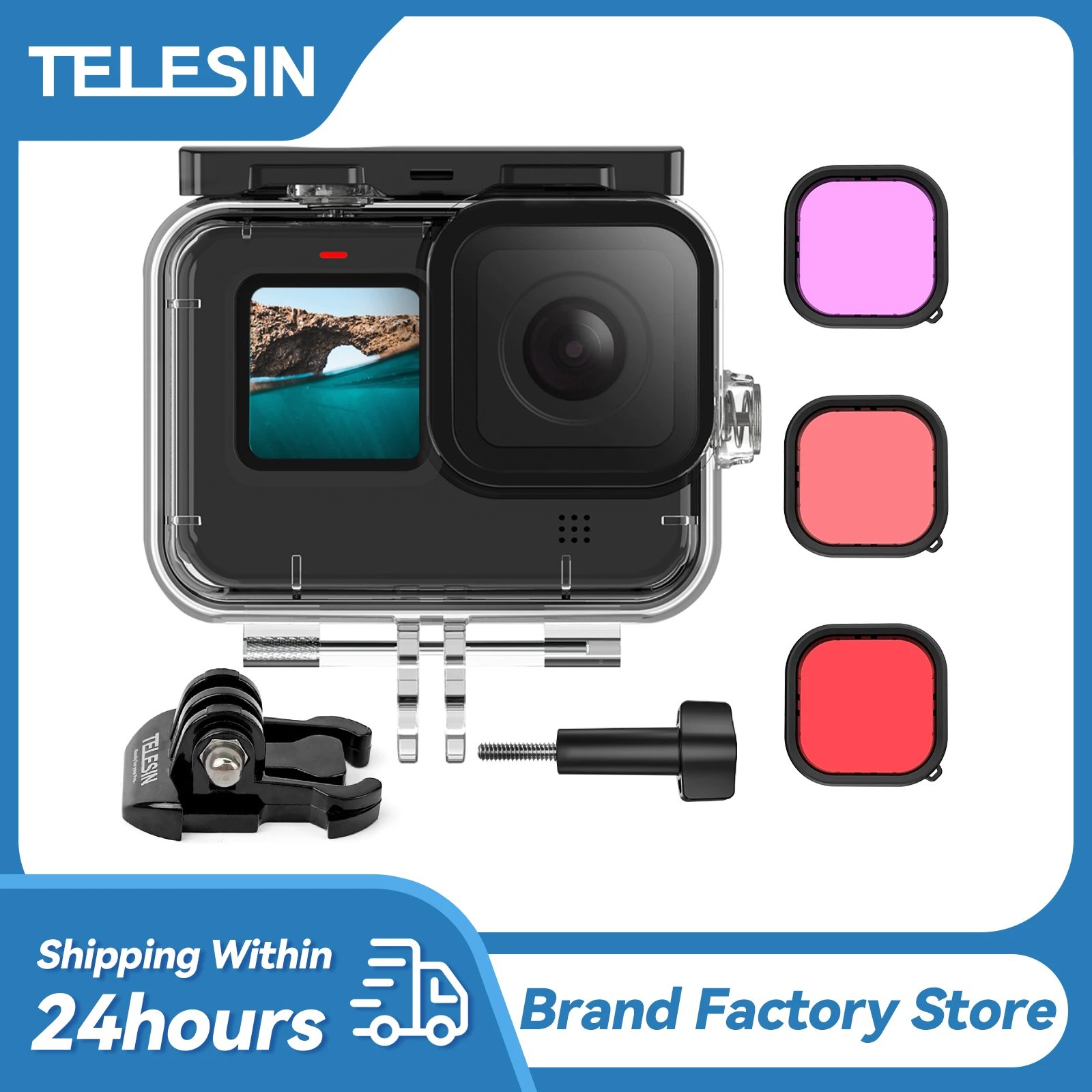 TELESIN 60M Waterproof Housing Case for Gopro Hero 11 10 9 Diving Protective Cover Lens Set Accessories AliExpress