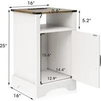 Nightstand Set of 2, White End Table with Charging Station, Tall Farmhouse Bedside Table with Large Storage and Shelf 2