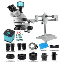 3.5X 90X 180X Simul-Focal Double Boom Stand Trinocular Stereo Zoom Microscope 48MP 4K HDMI USB Camera 144 LED Light Microscopie 1