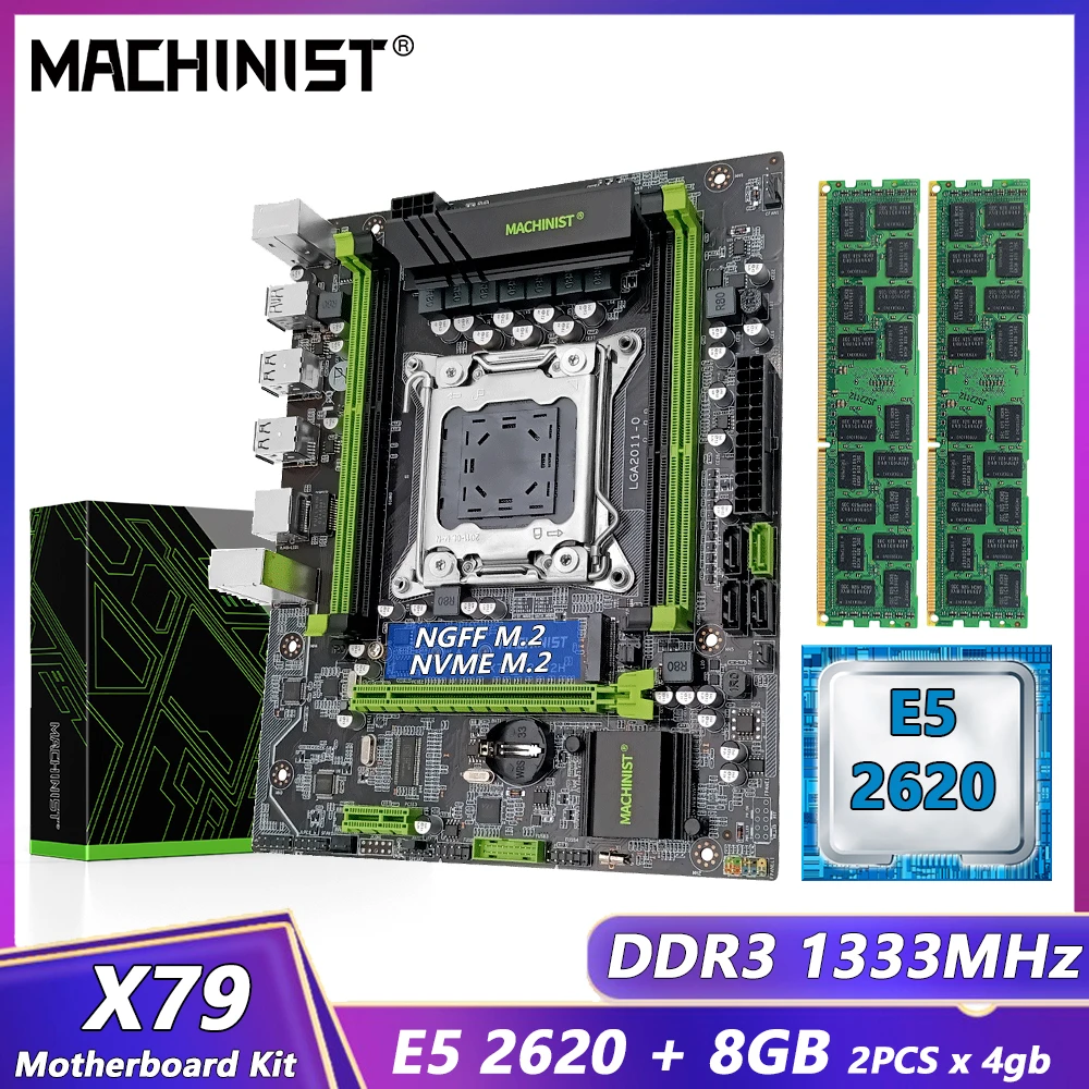 Machinist placa base X79, combo con procesador Intel Xeon E5 2620, CPU y 2x4GB de memoria ram