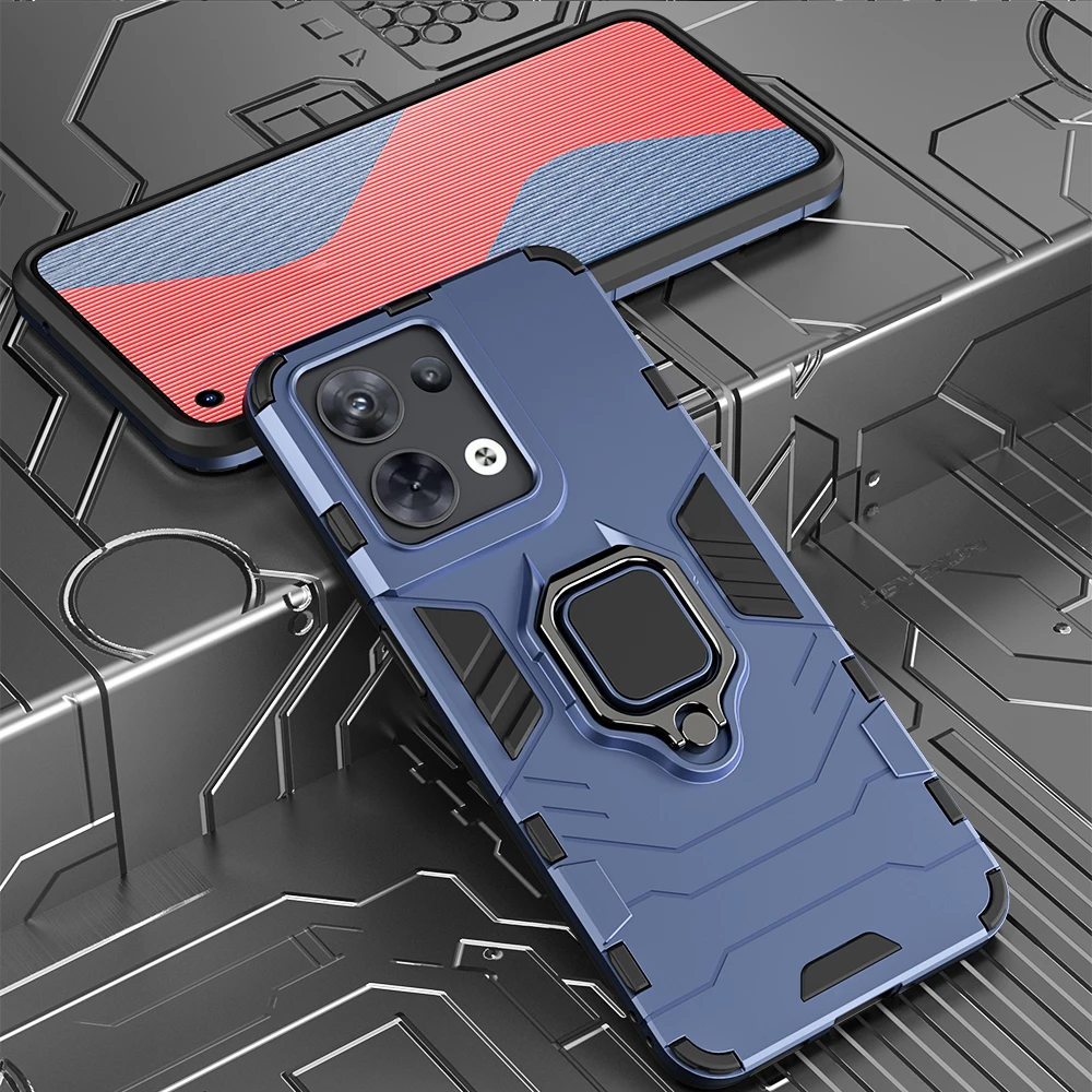 Shockproof Phone Case With Metal Ring Stand For Oppo Reno 8 Pro_voghion.com
