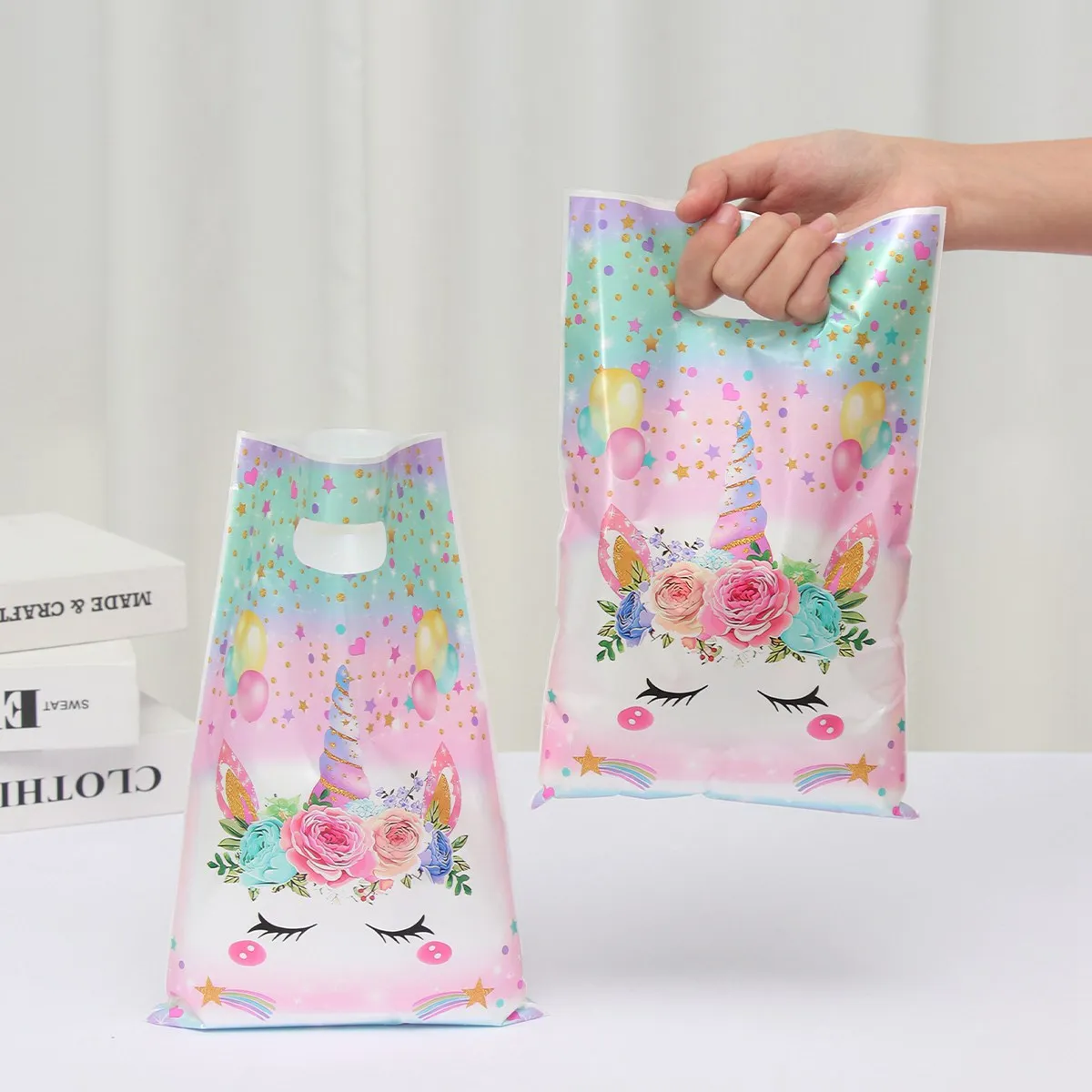 10pcs Handbag Candy Bags Unicorn Birthday Party Decoration Kids Gift Packing Bag 1st Birthday Baby Shower Girl Party Supplies