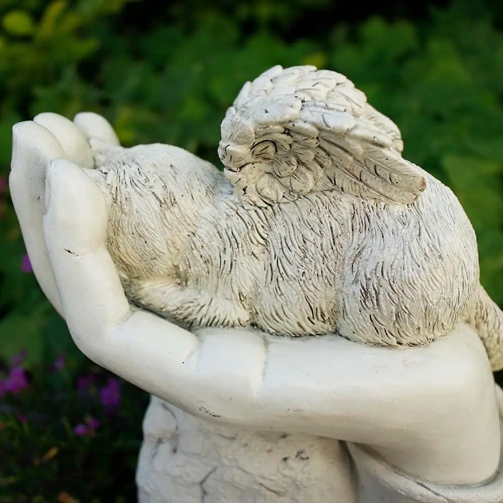 Cat Memorial Stone Statue, Cat Pet Grave Markers, White Sleeping Angel Garden Memorial Stone, Sympathy Pet Lost Gift