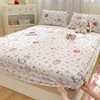 2025 New Bed Hat Print Cartoon Water Clouds Cotton Bedspread Student Mattress Cover Skin Friendly Full Wrap with Elastic Sheet 1