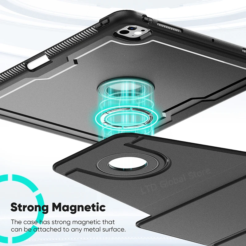 Ultimate Tablet Protective Case with Kickstand, 360° Rotation, Magnetic Closure & Auto Sleep/Wake