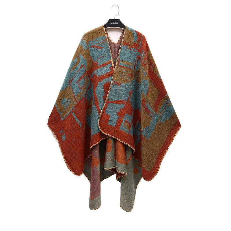 

New Women's Scarf Shawl Fashion Cashmere Jacquard Split Thickened Cloak Air Conditioning Warm Shawl