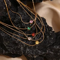 E.B.belle Ultra Fine Woven Chain Mini Zircon Pendant Necklace 316L Stainless Steel Necklace 18K Gold Plated Accessories