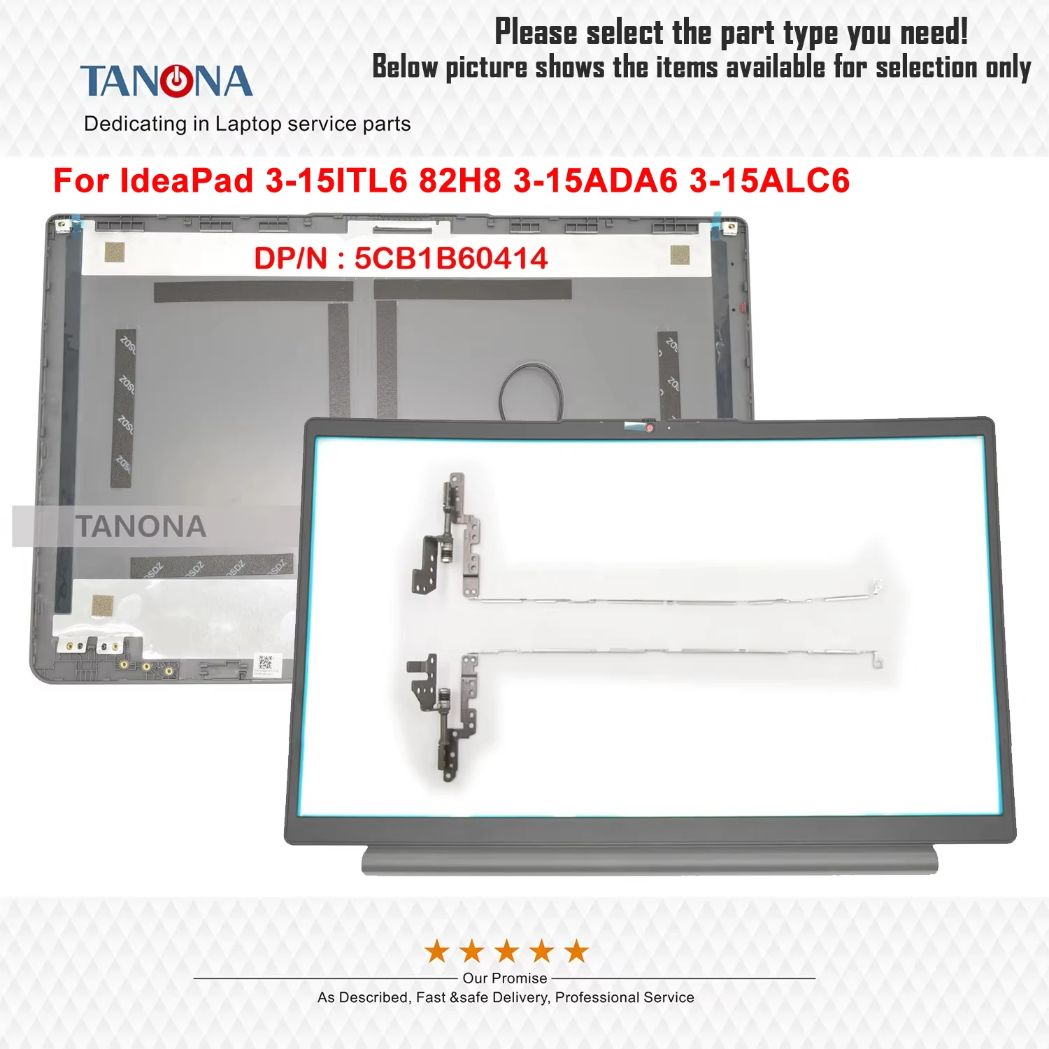 새로운 5CB1B60414 5B30S18993 회색 IdeaPad 3-15ITL6 82H8 3..