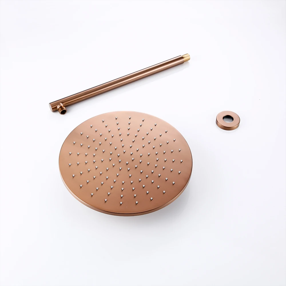 Shower Set Bath Brushed Rose Gold Rainfall Bathroom Faucet Brass Diverter Mixer Tap Hand Held 8-12" Head Wall Arm Valve Kit shower head shower set