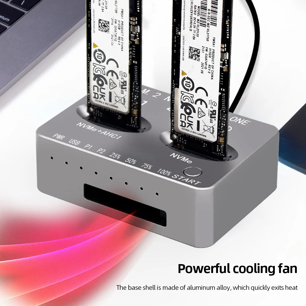 듀얼 베이 M.2 NVME SSD 클론 USB3.2 C 타입 NVME 도킹 스테이션, Gen2X 20Gbps M/B M 키, M2 SSD M 키 SSD용 M.2 M.3 NVME PCI-E