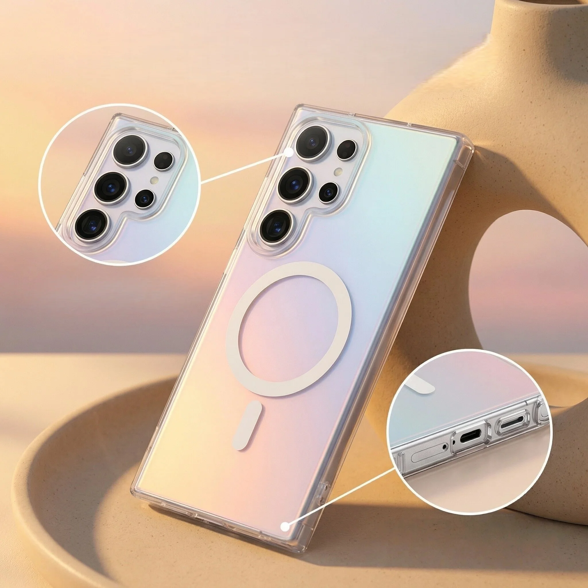 Magnetic Laser Gradient Matte Protective Phone Case