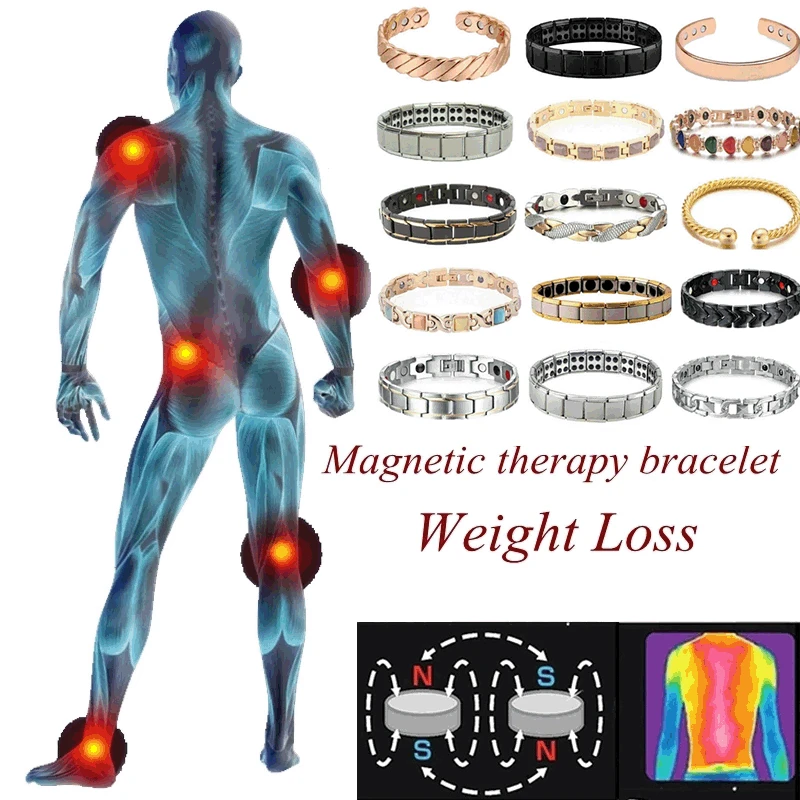 Women Men Health Therapy Magnetic Bracelet Power 4 in1 Negative Ions Germanium Stainless Steel Bangles Dropshipping / Wholesale