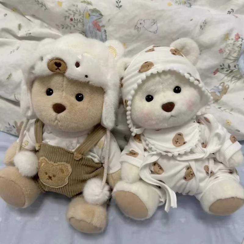 Hot Clothes 30cm Plush Toys Kawaii Plush Bear Doll Clothing Soft Bear White Brown Teddy Girls Heart Kids Girlfriend Gift