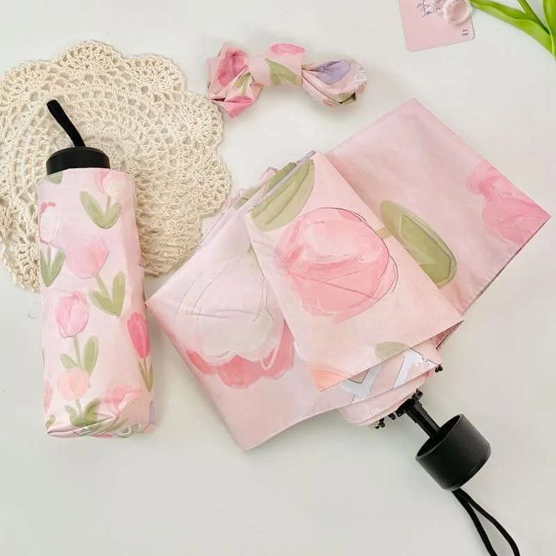 Tulip Umbrella Fully Automatic Sun Umbrella Rain or Shine Umbrella Anti-UV Girls High-Value Umbrella