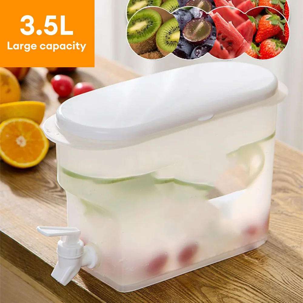 3.5L Large Capacity Cold Water Kettle with Tap Home Refrigerator Juice Fruit Teapot Kettle Dispenser Kitchen Container Gadget