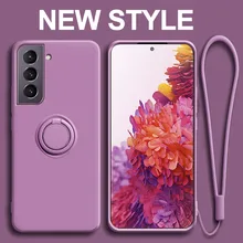 

For Samsung S21 Ultra Original Silicone Magnetic Ring Holder Case For Samsung S20 FE Plus Ultra Soft Stand Finger Bracket Cover