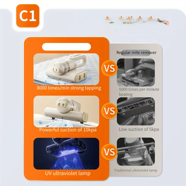 Household Mattress Vacuum Cleaner Household MiteSterilization Machine Small Handheld Wireless Mite Remover USB Charging Portable 3
