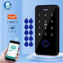 Bluetooth tuya app nfc rfid sistema de teclado controle acesso biométrico impressão digital à prova dwaterproof água controlador acesso 13.56mhz toque porta