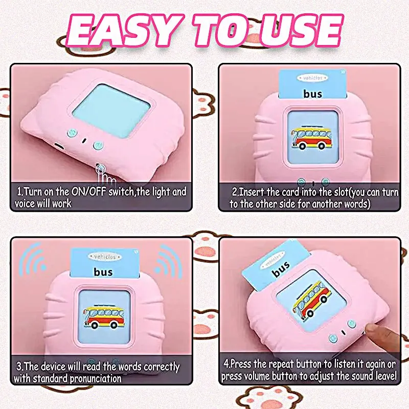 Early Education Flash Card Machine Cat Shape Learning Talking Language English Electronic Audio Book Toy Children Birthday Gift 5