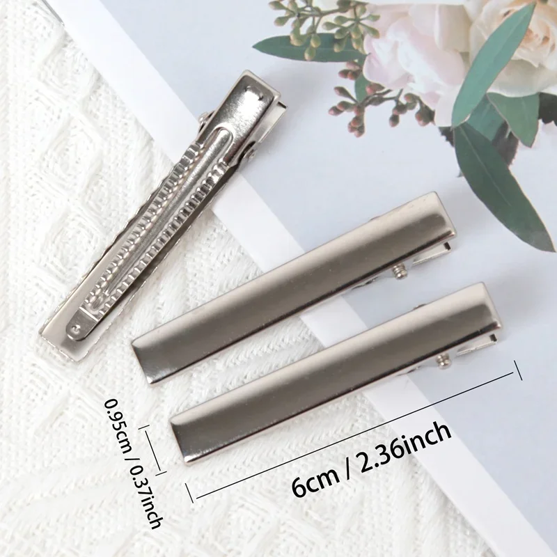 50Pcs Metal Alligator Hair Clips Duckbill Blank Setting Base DIY Women Hairpins Barrette Ornament Hair Styling Tool Accessories