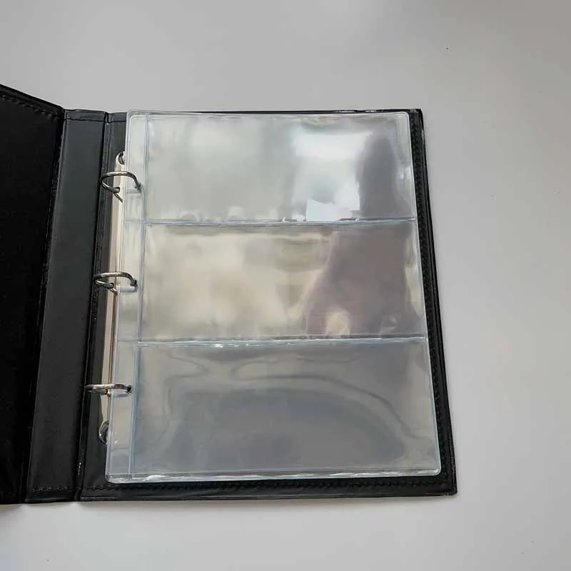 Banknotes money transparent PVC page of paper money coin album loose-leaf inners of Coin/Money holders 10PCS/Lot 3 line/Page coins collection album,coin collection album,coin stamp holders