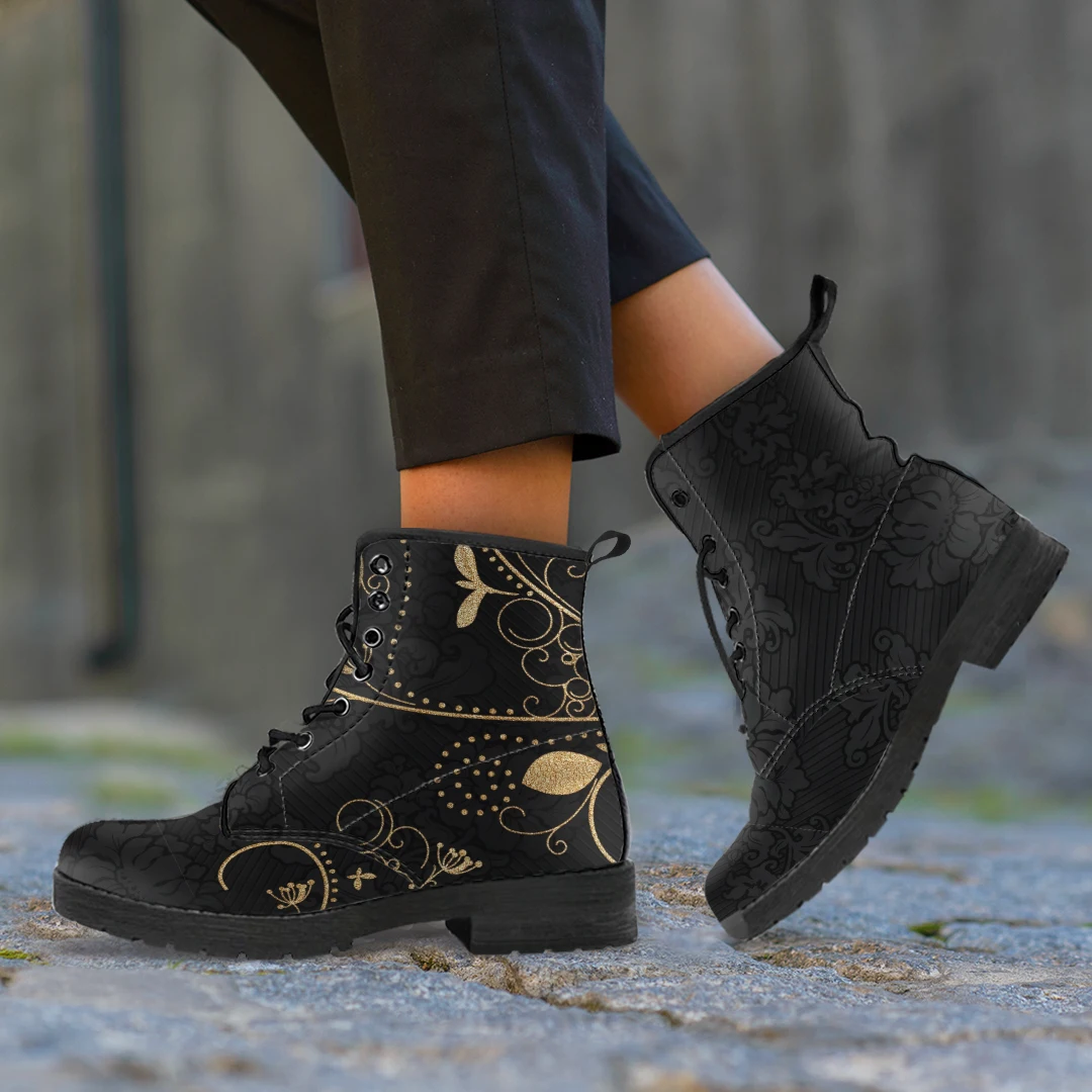 Casual Female Short Boots Street PU Leatgher All-match Ankle Boots Women's Vulcanized Rubber Sole Durable Shoes Print On Demand
