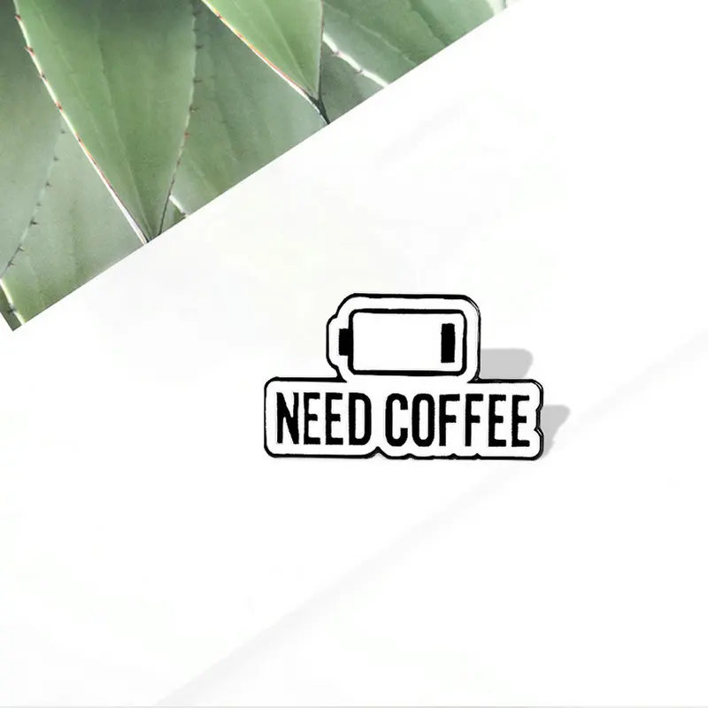 

10 PCS / LOT Coffee Mind Enamel Pin Thinking Progress Bar Badge Coffee Life Brooch Custom Lapel pin Shirt Bag Simple Jewelry