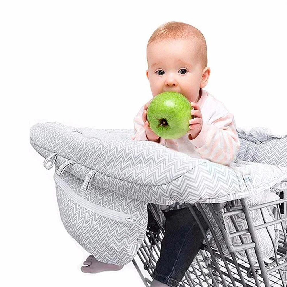 Multifunctional 2-in-1 Baby Shopping Cart Cover Children Highchair Cover with Thickened Soft Cushion Transparent Phone Holder