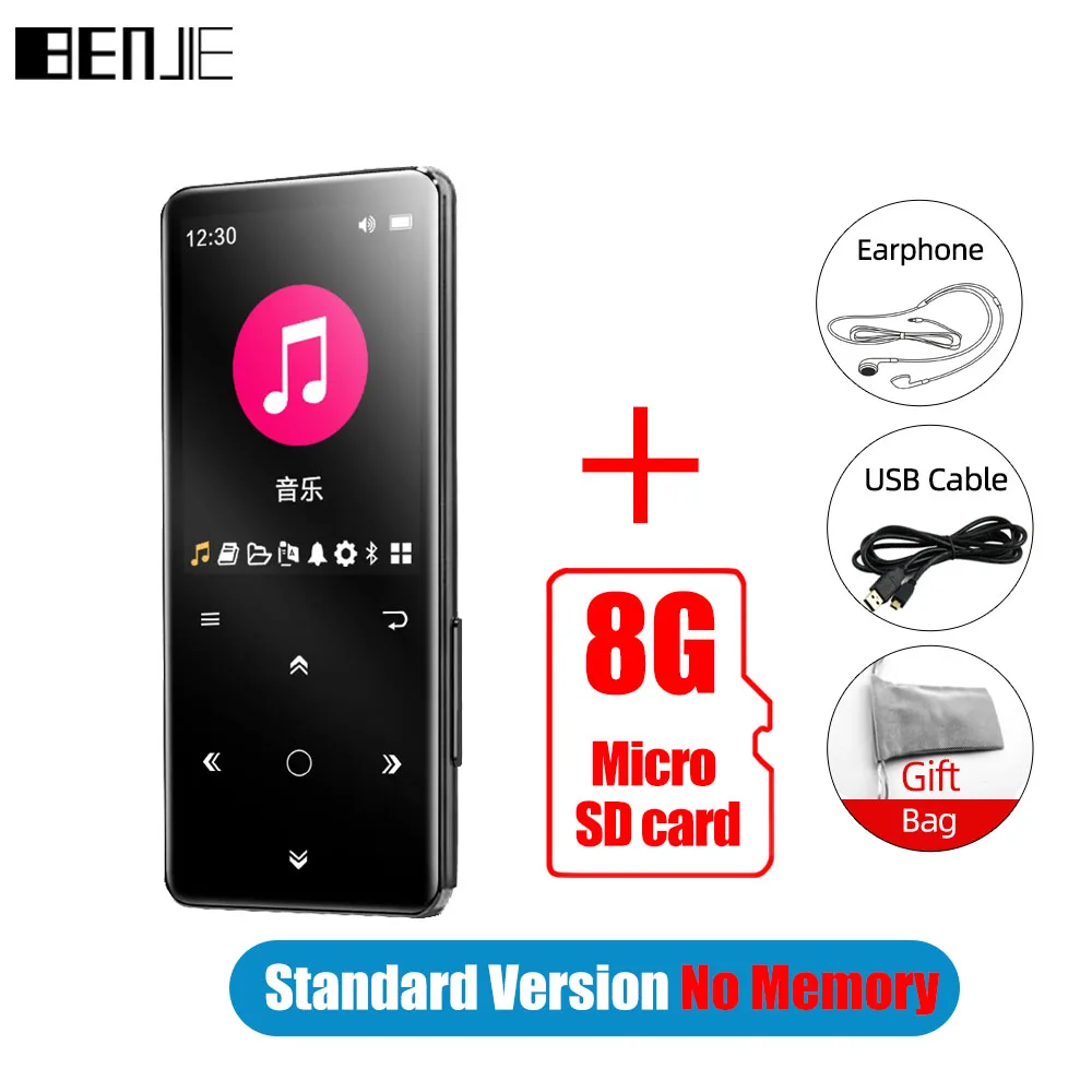 BENJIE M10 HiFi MP3 Player Smart Touch Screen Metal Music Player With Bluetooth 5.0 Support FM,Recording,E-Book,Clock,Pedometer 