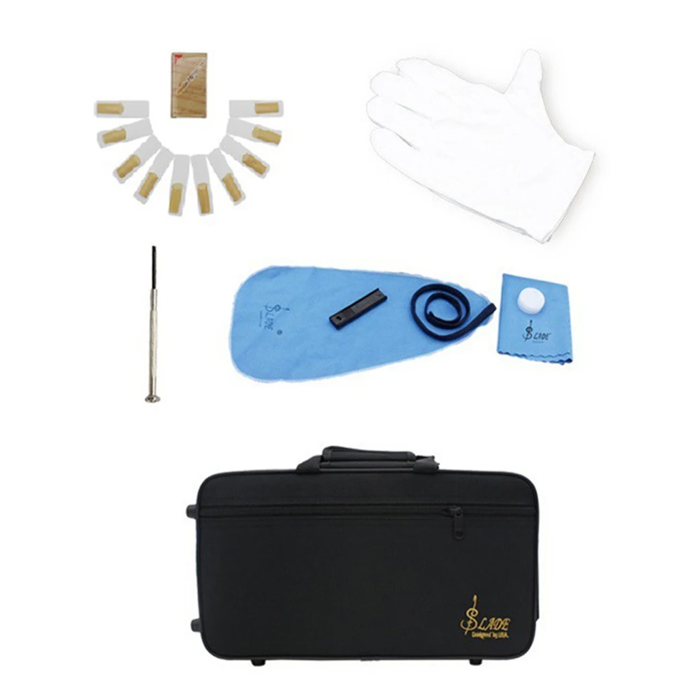 Bb Clarinet 17 Keys Professional Clarinet Set White Gloves Cleaning Cloth Box Orchestra Musical Instruments Barrels Reeds