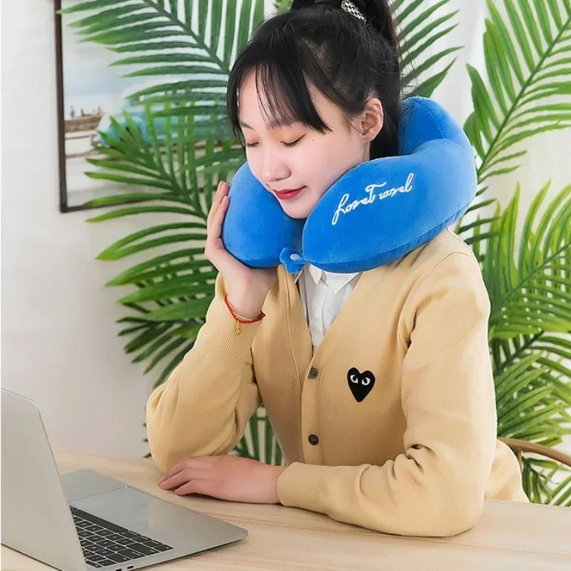 1PC Travel Neck Pillow Travel Neck Cushion Durable U-Shaped Travel Portable Neck Pillow Airplan Soft Pillow PP Cotton 4