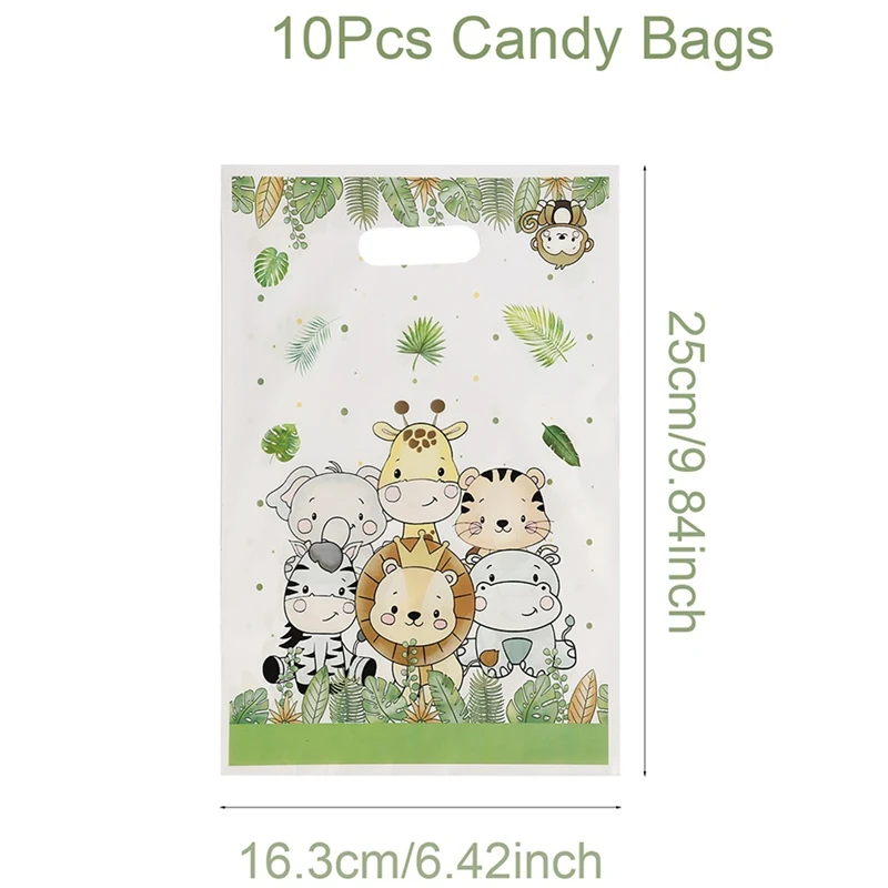 10/20/50 Stück Dschungeltier Party Süßigkeiten Geschenktüte Safari Verpackungsbeutel für Kinder Dschungel Geburtstag Babyshower Partybevorzugung Zubehör Zoo – Detail 4