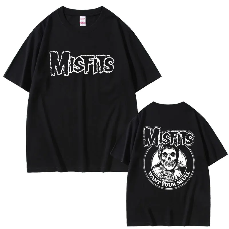 

Horror Punk Misfits What Your Skull Graphic T Shirt Men Women Gothic 90s Vintage Oversized T-shirts Men's Fleece Cotton Tshirt