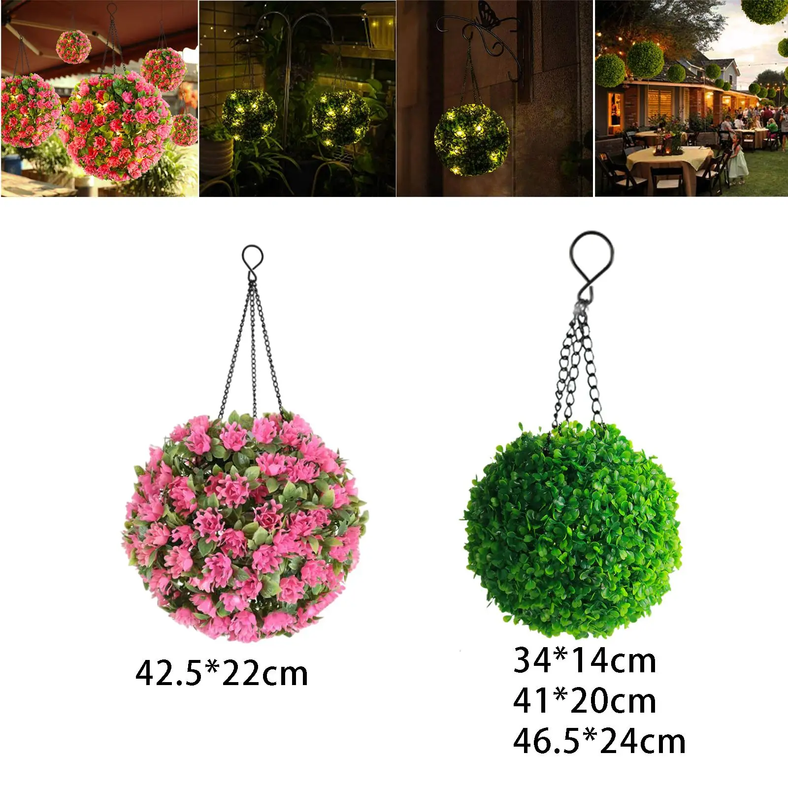 Solar Powered Garden Hanging Lantern Solar Topiary Ball Hanging Ornament for Wedding Decoration