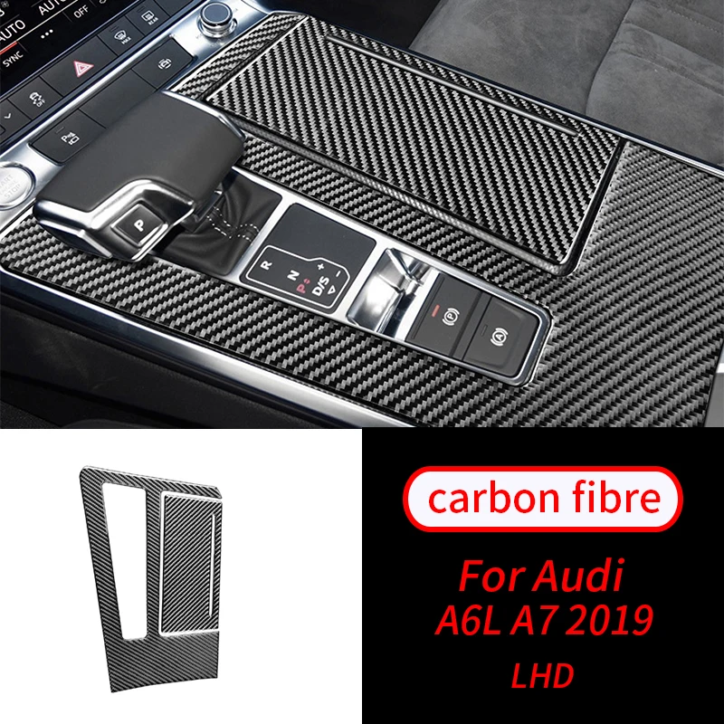 

For Audi A6L A7 2019 Real Carbon Fiber LHD RHD Car Styling Interior Central Gear Shift Storage Panel Cover Trim