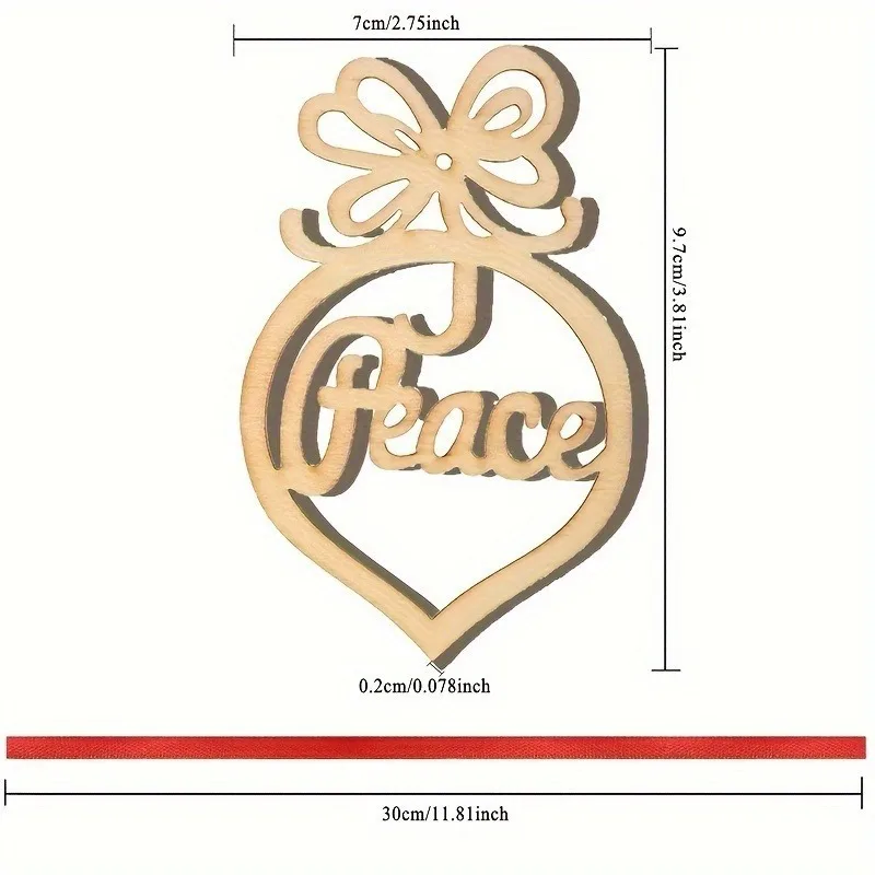 6PCS/Set Wooden Christmas Tree Pendant with Hanging Rope, Wooden Small Pendant, Carved Hollow Ornament, Christmas Tree Pendant