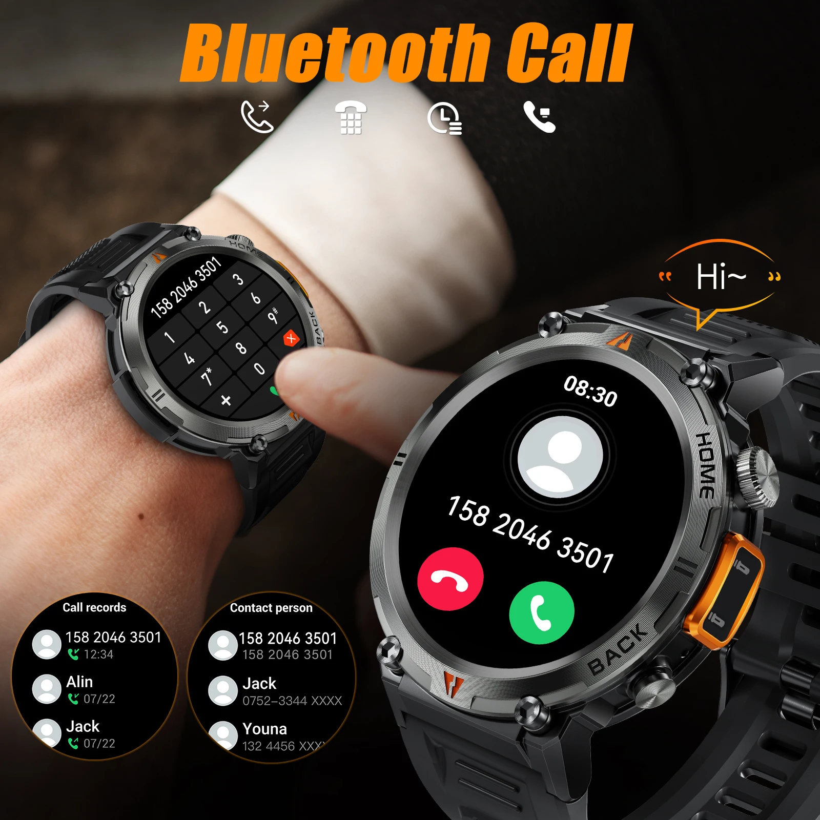 EIGIIS KE3 Bluetooth Call Smart Watch Men Full Touch Screen Health Monitor Clock With Flashlight Men SmartWatch For IOS Android 3
