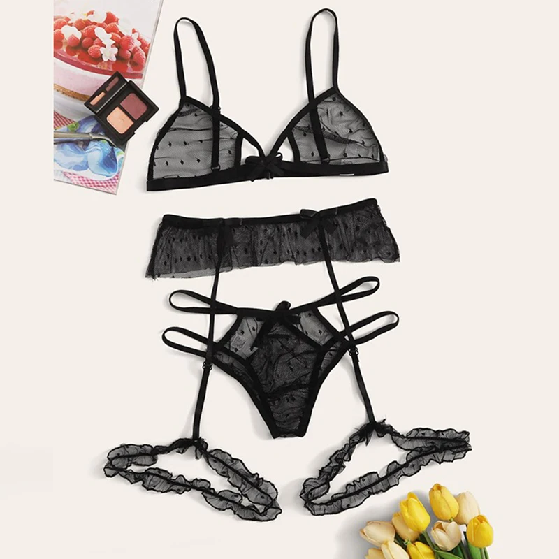 

Women Lingerie Sets Porno Lace Sexy Lingerie Transparent Bra+Thong Set Underwear