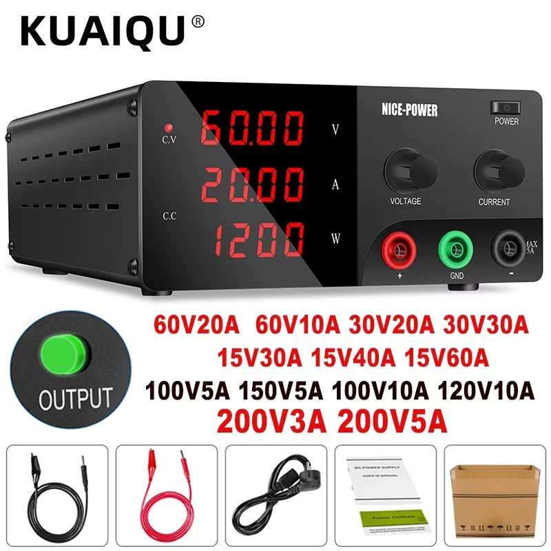 60V 20A 100V10A 200V 5A 30V30A Adjustable Regulated DC Power Supply High Power 450W-1200W Variable Voltage Current Regulator 15V
