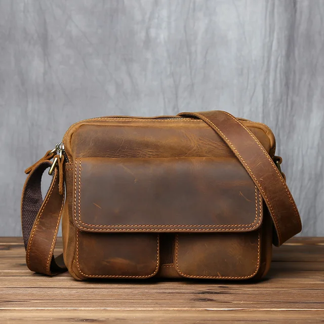 Leather Horizontal Messenger Bag-MBLH