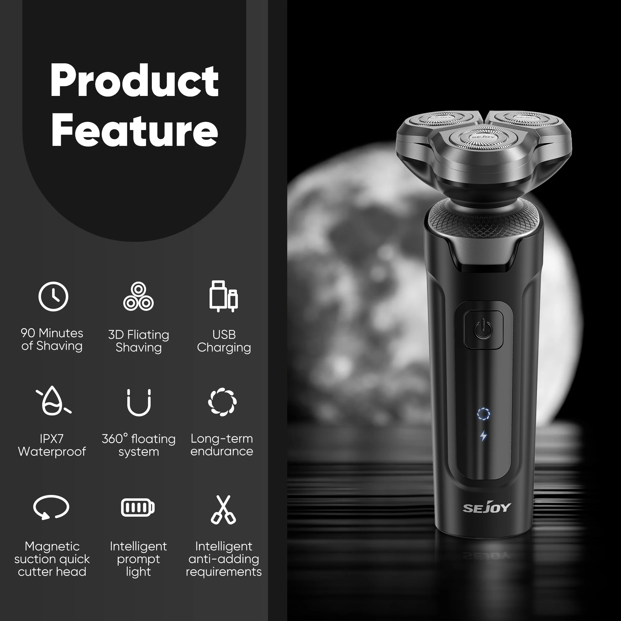 Sejoy 5 in 1 Electric Shaver Barber for Men Razor Rechargeable with Beard Trimmer Lithium Battery Portable Shavers for Travel 2