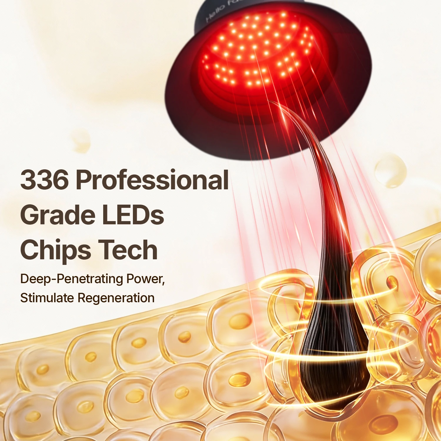 T100-W Wiederaufladbare Haarwuchs-Lampe mit 336 LEDs (Infrarot-Lichttherapie) und Fernbedienung (Dauerblinken, 3 Farben)_voghion.com