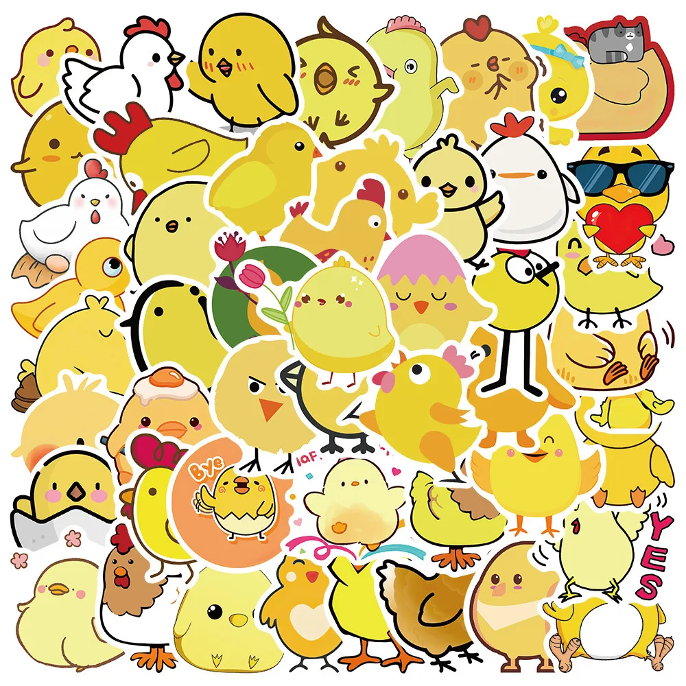 10/30/50PCS Cute Yellow Chicken Animal Stickers DIY Skateboard Guitar Suitcase Freezer Motorcycle Graffiti Sticker Decal Toy