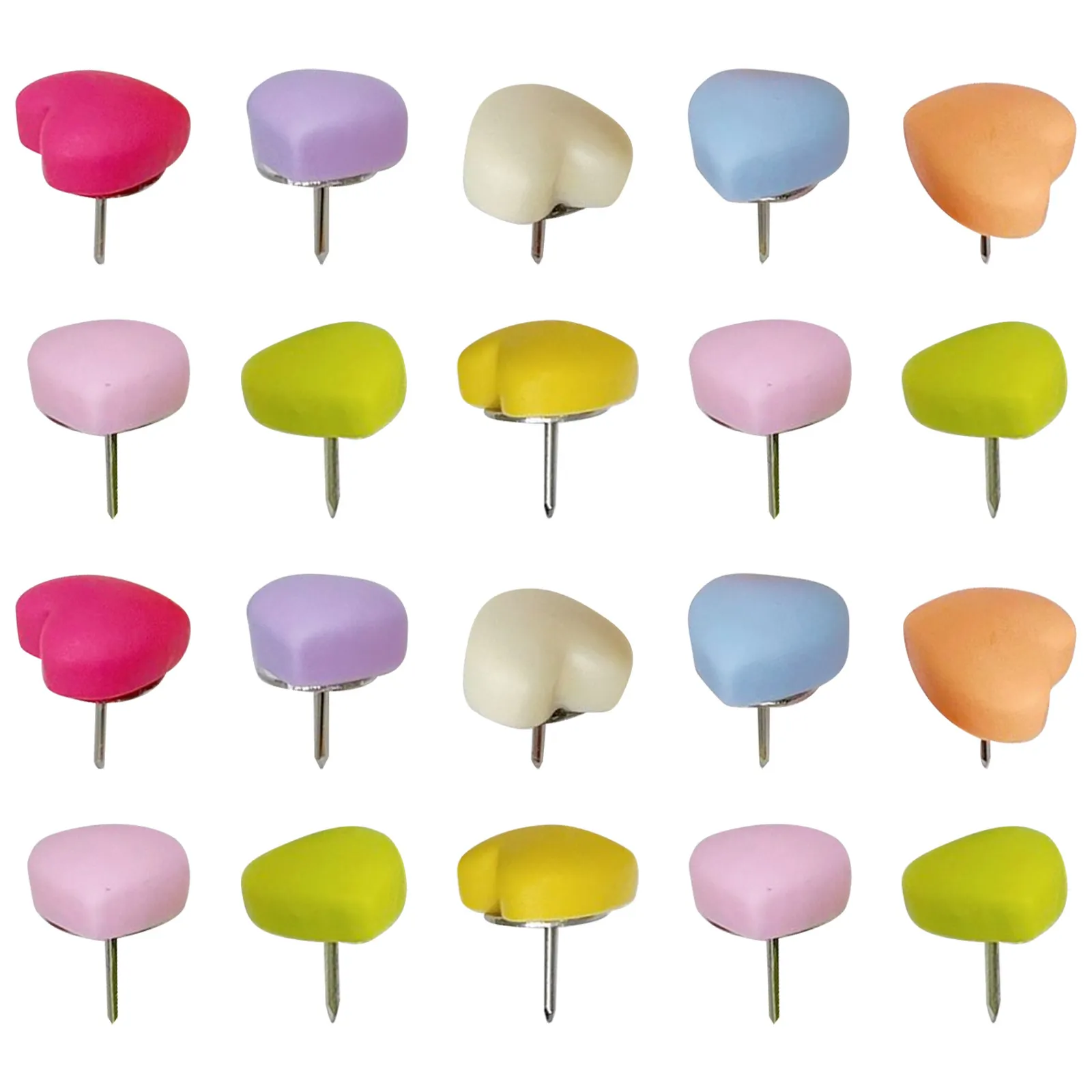 20Pcs 마카롱 컬러 하트 푸시 핀 장 압정 레진 귀여운 파스텔 코르크 보드 사무실 기숙사 액세서리 창의적인 다채로운