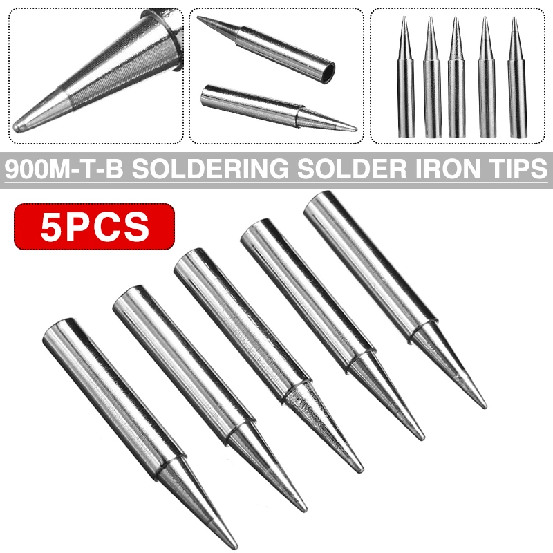 5Pcs/Lot 900M-T-B Copper Soldering Iron Tips Lead Free Solder Welding Tools For 936/937/938/969 Soldering Station arc welders