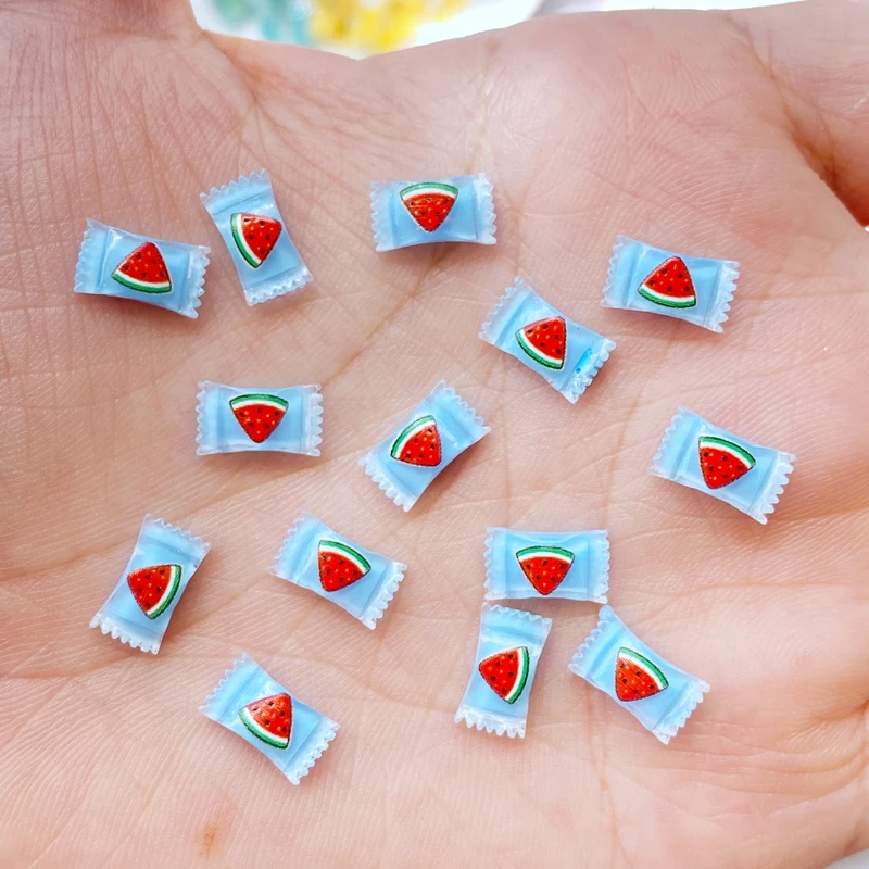 50Pcs New Cute Mini Mixed Fruit Candy Series Resin Flatback